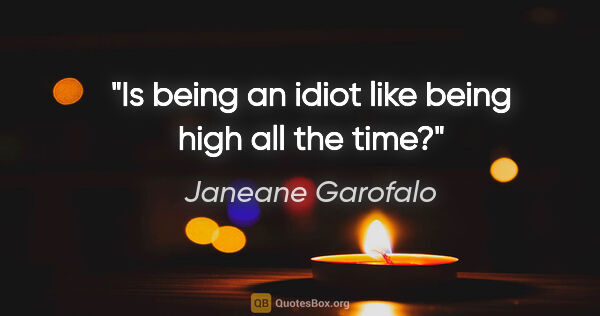 Janeane Garofalo quote: "Is being an idiot like being high all the time?"