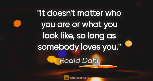 Roald Dahl quote: "It doesn't matter who you are or what you look like, so long..."