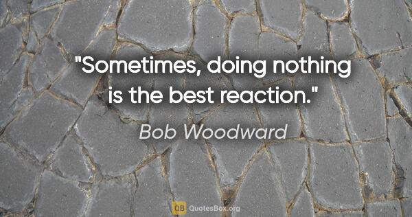 Bob Woodward quote: "Sometimes, doing nothing is the best reaction."