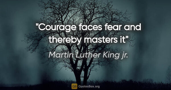 Martin Luther King jr. quote: "Courage faces fear and thereby masters it"