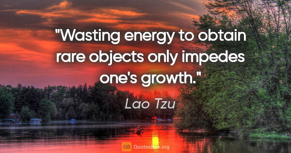 Lao Tzu quote: "Wasting energy to obtain rare objects only impedes one's growth."