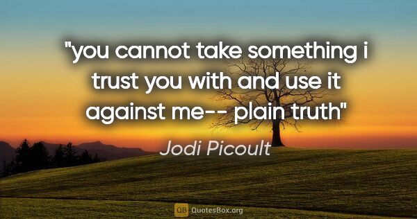 Jodi Picoult quote: "you cannot take something i trust you with and use it against..."