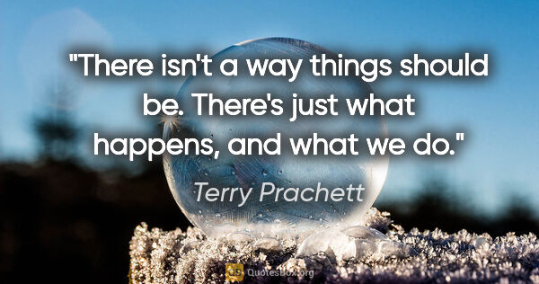 Terry Prachett quote: "There isn't a way things should be. There's just what happens,..."