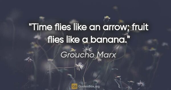Groucho Marx quote: "Time flies like an arrow; fruit flies like a banana."