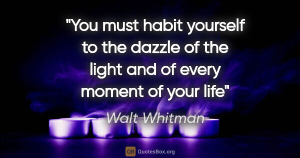 Walt Whitman quote: "You must habit yourself to the dazzle of the light and of..."