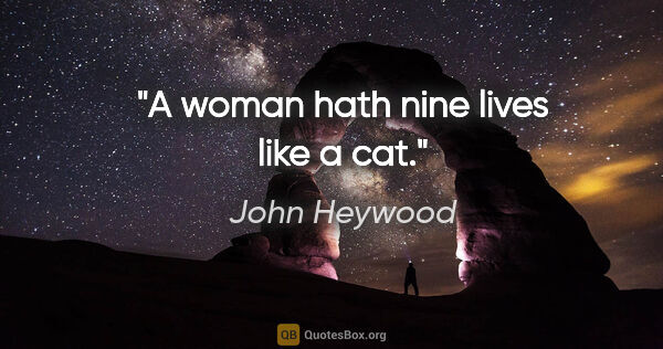 John Heywood quote: "A woman hath nine lives like a cat."