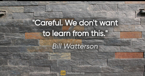 Bill Watterson quote: "Careful. We don't want to learn from this."