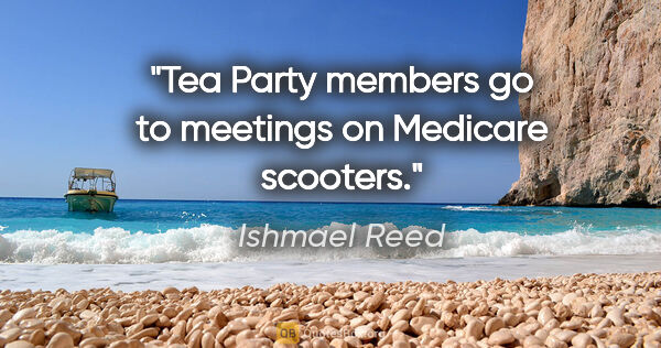 Ishmael Reed quote: "Tea Party members go to meetings on Medicare scooters."