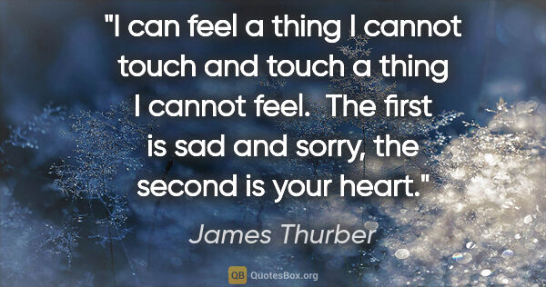 James Thurber quote: "I can feel a thing I cannot touch and touch a thing I cannot..."
