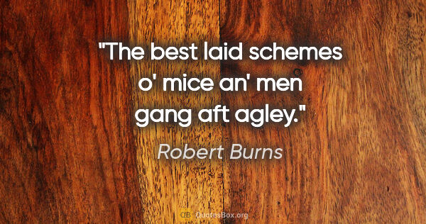 Robert Burns quote: "The best laid schemes o' mice an' men gang aft agley."