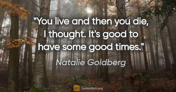 Natalie Goldberg quote: "You live and then you die, I thought. It's good to have some..."