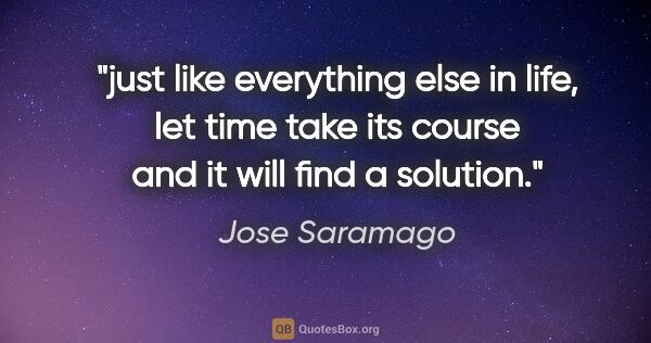 Jose Saramago quote: "just like everything else in life, let time take its course..."