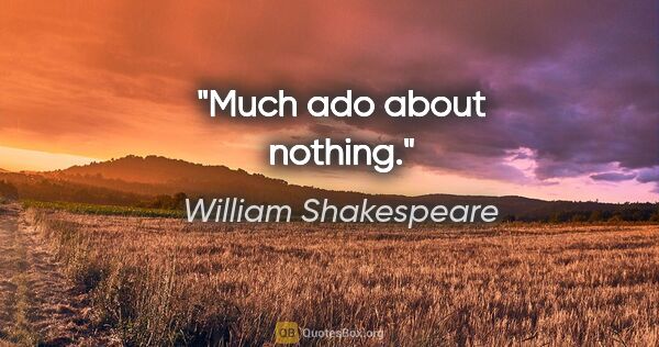 William Shakespeare quote: "Much ado about nothing."