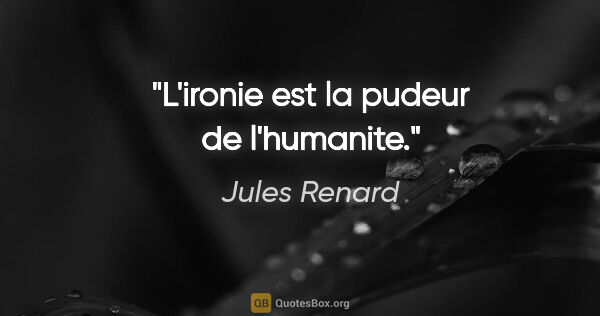 Jules Renard citation: "L'ironie est la pudeur de l'humanite."