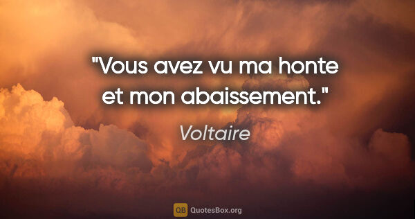 Voltaire citation: "Vous avez vu ma honte et mon abaissement."