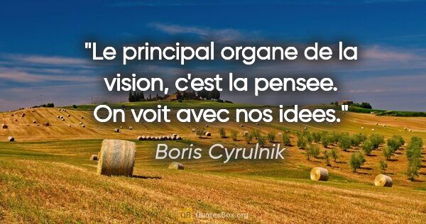 Boris Cyrulnik citation: "Le principal organe de la vision, c'est la pensee. On voit..."