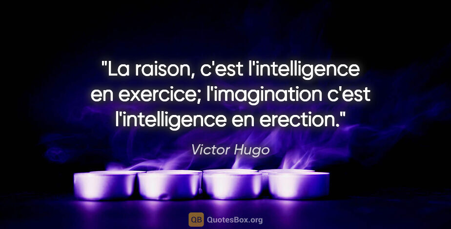 Victor Hugo citation: "La raison, c'est l'intelligence en exercice; l'imagination..."