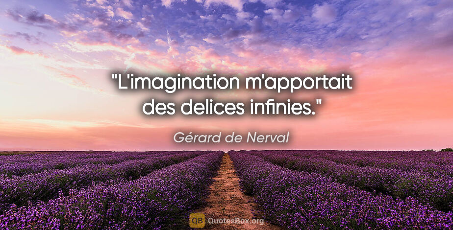 Gérard de Nerval citation: "L'imagination m'apportait des delices infinies."