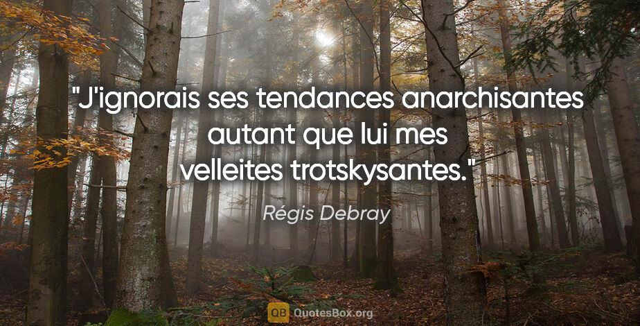 Régis Debray citation: "J'ignorais ses tendances anarchisantes autant que lui mes..."