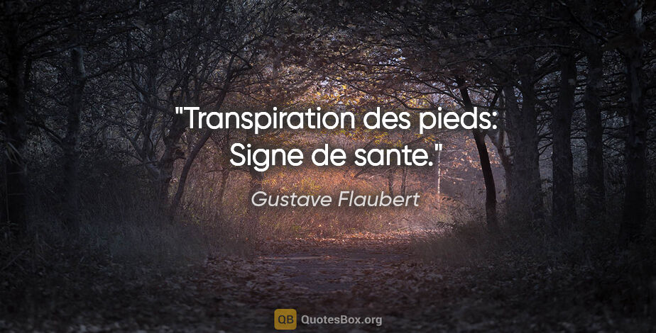 Gustave Flaubert citation: "Transpiration des pieds: Signe de sante."