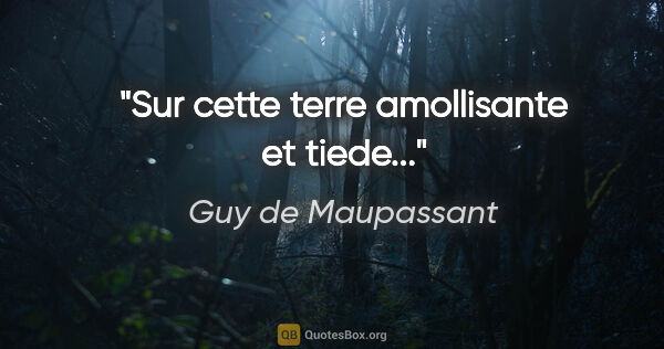 Guy de Maupassant citation: "Sur cette terre amollisante et tiede..."