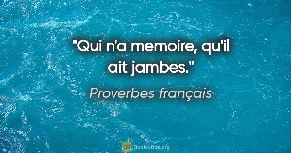 Proverbes français citation: "Qui n'a memoire, qu'il ait jambes."