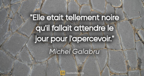 Michel Galabru citation: "Elle etait tellement noire qu'il fallait attendre le jour pour..."