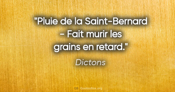 Dictons citation: "Pluie de la Saint-Bernard - Fait murir les grains en retard."