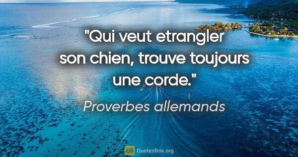 Proverbes allemands citation: "Qui veut etrangler son chien, trouve toujours une corde."