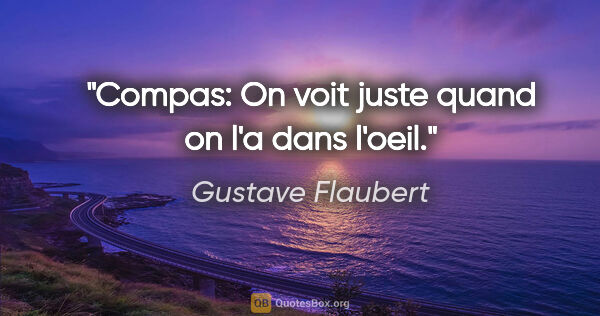 Gustave Flaubert citation: "Compas: On voit juste quand on l'a dans l'oeil."