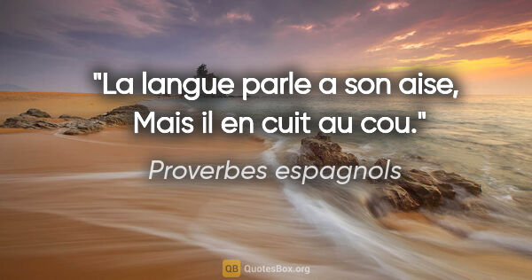 Proverbes espagnols citation: "La langue parle a son aise,  Mais il en cuit au cou."