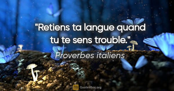 Proverbes italiens citation: "Retiens ta langue quand tu te sens trouble."