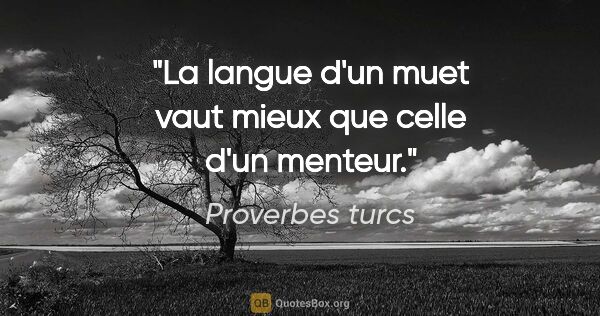 Proverbes turcs citation: "La langue d'un muet vaut mieux que celle d'un menteur."