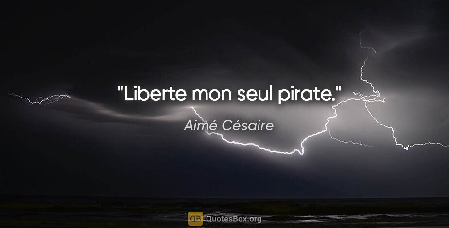 Aimé Césaire citation: "Liberte mon seul pirate."