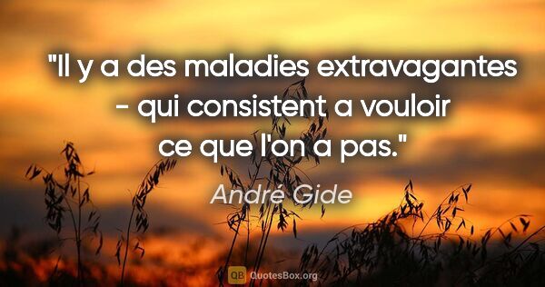 André Gide citation: "Il y a des maladies extravagantes - qui consistent a vouloir..."