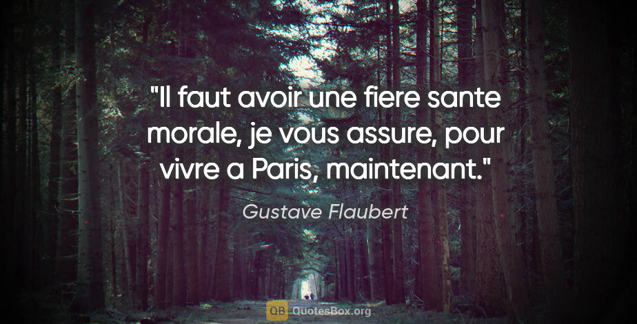Gustave Flaubert citation: "Il faut avoir une fiere sante morale, je vous assure, pour..."