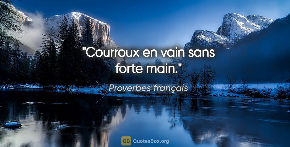 Proverbes français citation: "Courroux en vain sans forte main."