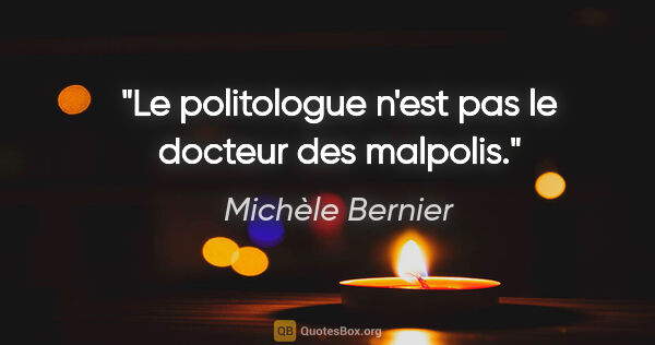 Michèle Bernier citation: "Le politologue n'est pas le docteur des malpolis."