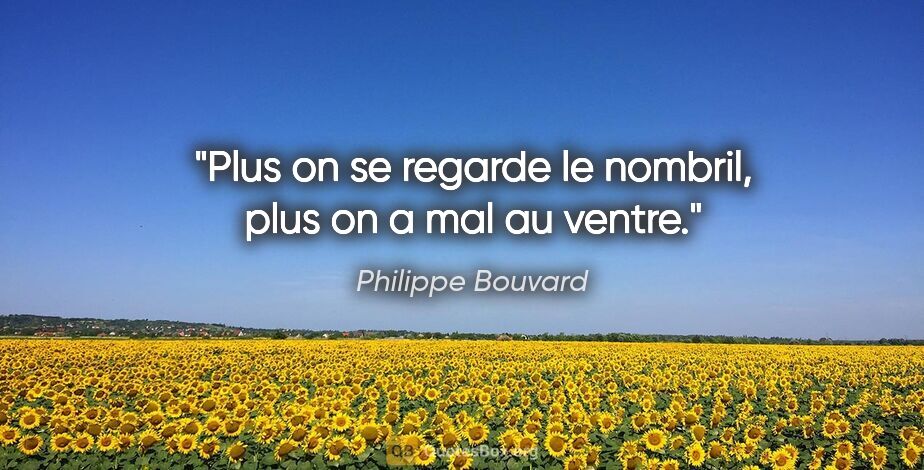 Philippe Bouvard citation: "Plus on se regarde le nombril, plus on a mal au ventre."