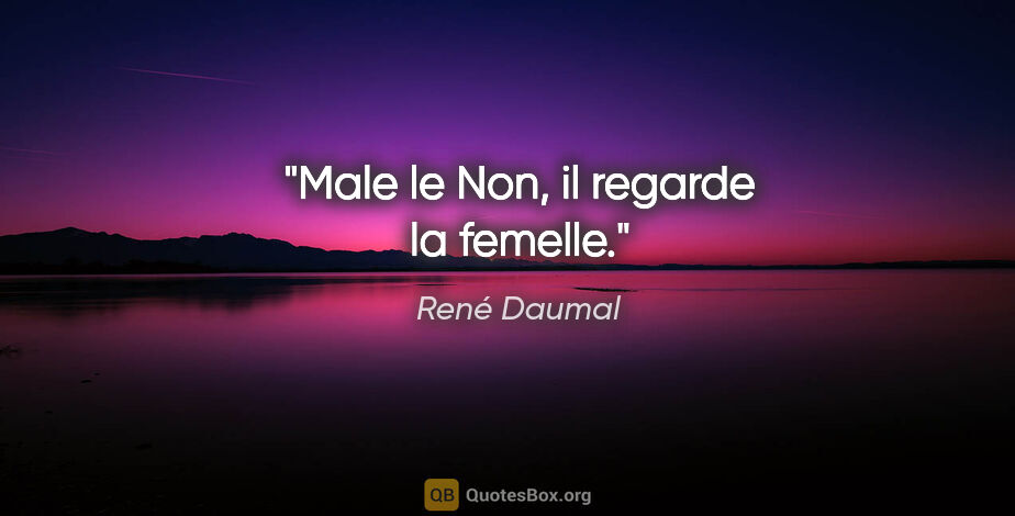 René Daumal citation: "Male le Non, il regarde la femelle."