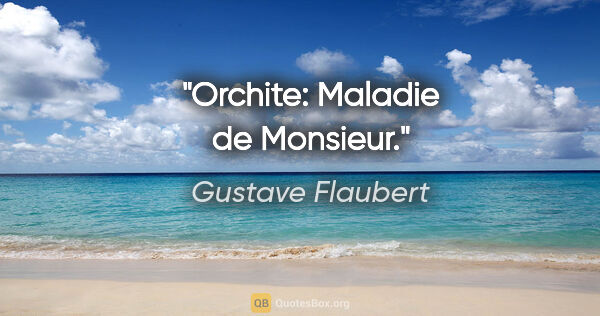 Gustave Flaubert citation: "Orchite: Maladie de Monsieur."