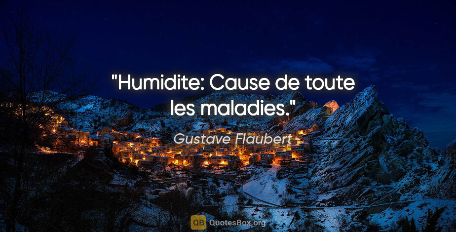 Gustave Flaubert citation: "Humidite: Cause de toute les maladies."