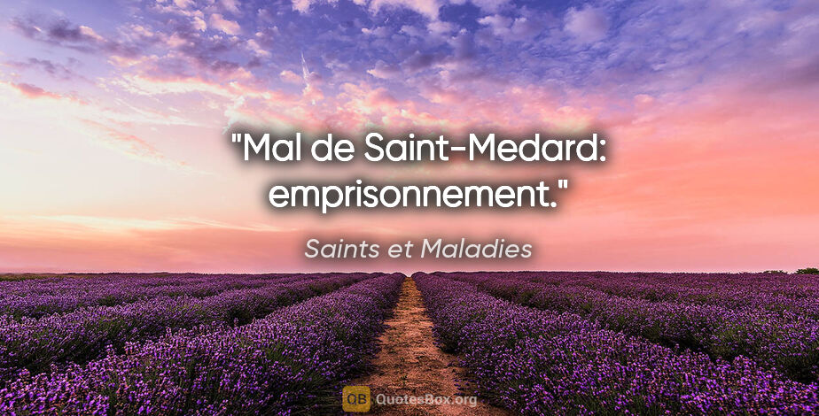 Saints et Maladies citation: "Mal de Saint-Medard: emprisonnement."