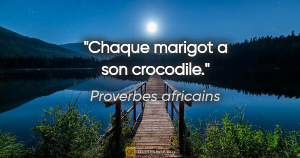 Proverbes africains citation: "Chaque marigot a son crocodile."