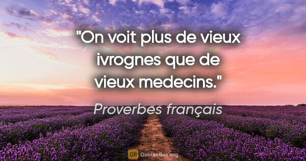 Proverbes français citation: "On voit plus de vieux ivrognes que de vieux medecins."