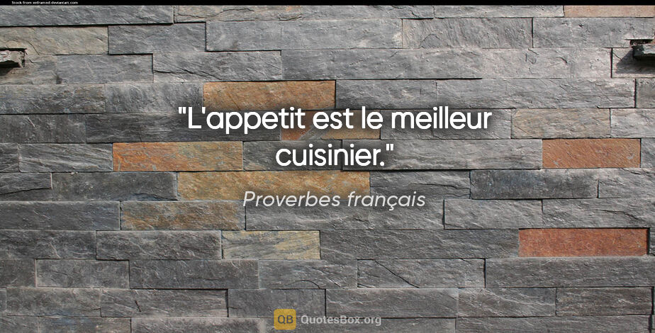 Proverbes français citation: "L'appetit est le meilleur cuisinier."