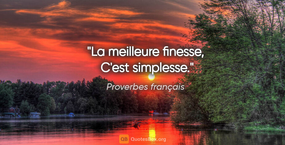 Proverbes français citation: "La meilleure finesse,  C'est simplesse."