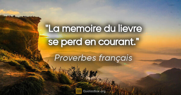 Proverbes français citation: "La memoire du lievre se perd en courant."