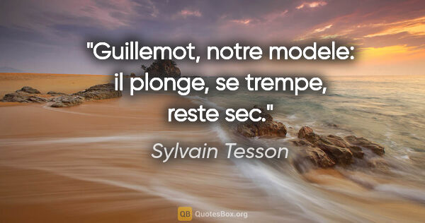 Sylvain Tesson citation: "Guillemot, notre modele: il plonge, se trempe, reste sec."