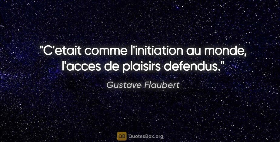 Gustave Flaubert citation: "C'etait comme l'initiation au monde, l'acces de plaisirs..."